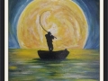 Il pescatore notturno Acrilico su tavola 50x70