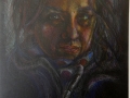 Autoritratto, matite colorate su carta nera, cm 21 x 29.50